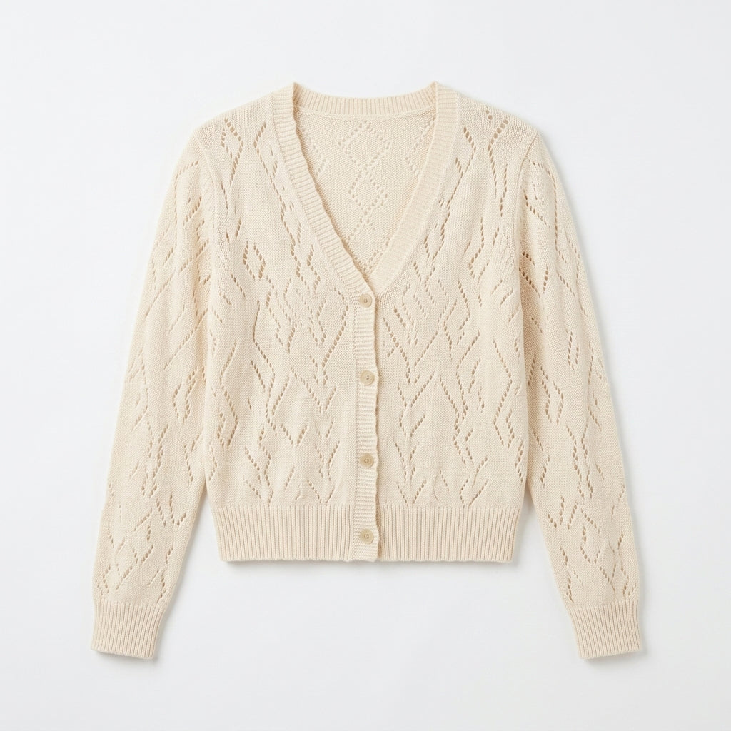 Lmieqvig™ Women's Lightweight Pointelle Cardigan – Button Front Soft Knit Long Sleeve Feminine Sweater
