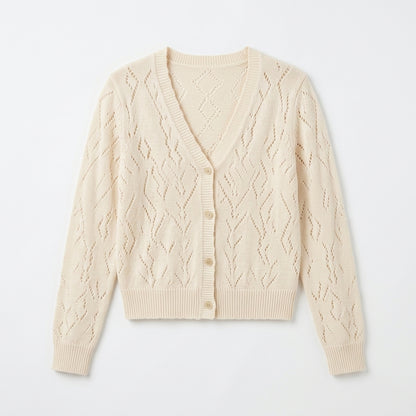Lmieqvig™ Women's Lightweight Pointelle Cardigan – Button Front Soft Knit Long Sleeve Feminine Sweater