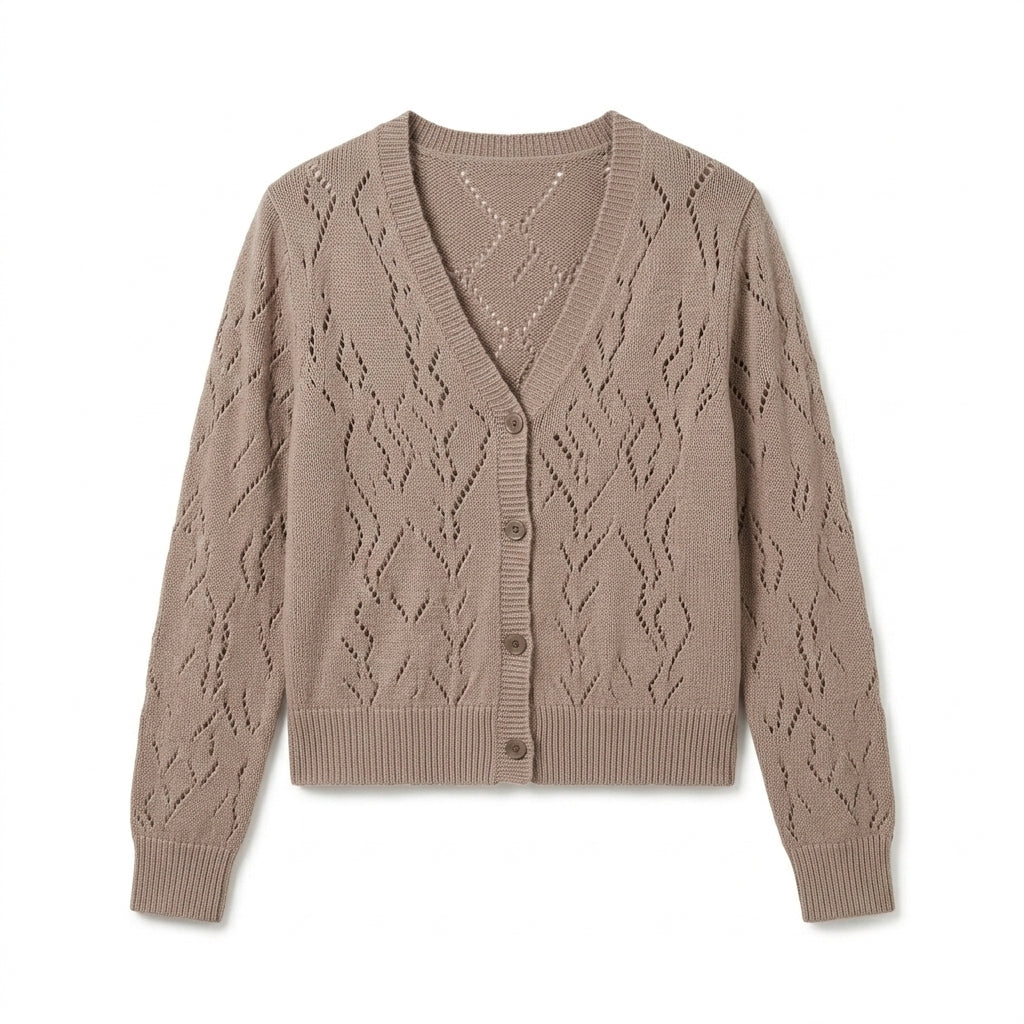 Lmieqvig™ Women's Lightweight Pointelle Cardigan – Button Front Soft Knit Long Sleeve Feminine Sweater