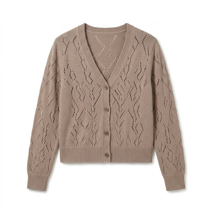 Lmieqvig™ Women's Lightweight Pointelle Cardigan – Button Front Soft Knit Long Sleeve Feminine Sweater