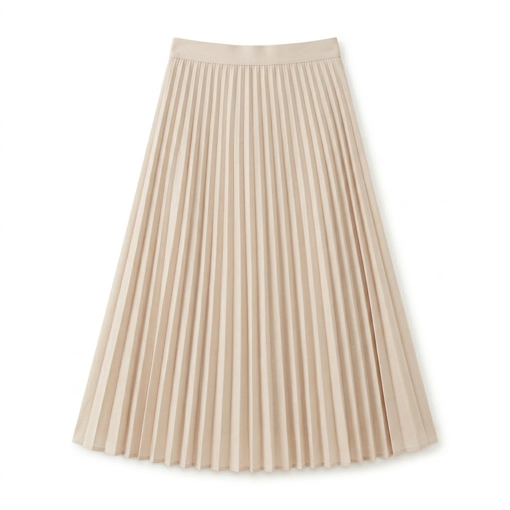 Lmieqvig™ Women's Pleated Midi Skirt – High Waist Flowing A-Line Elegant Casual Skirt