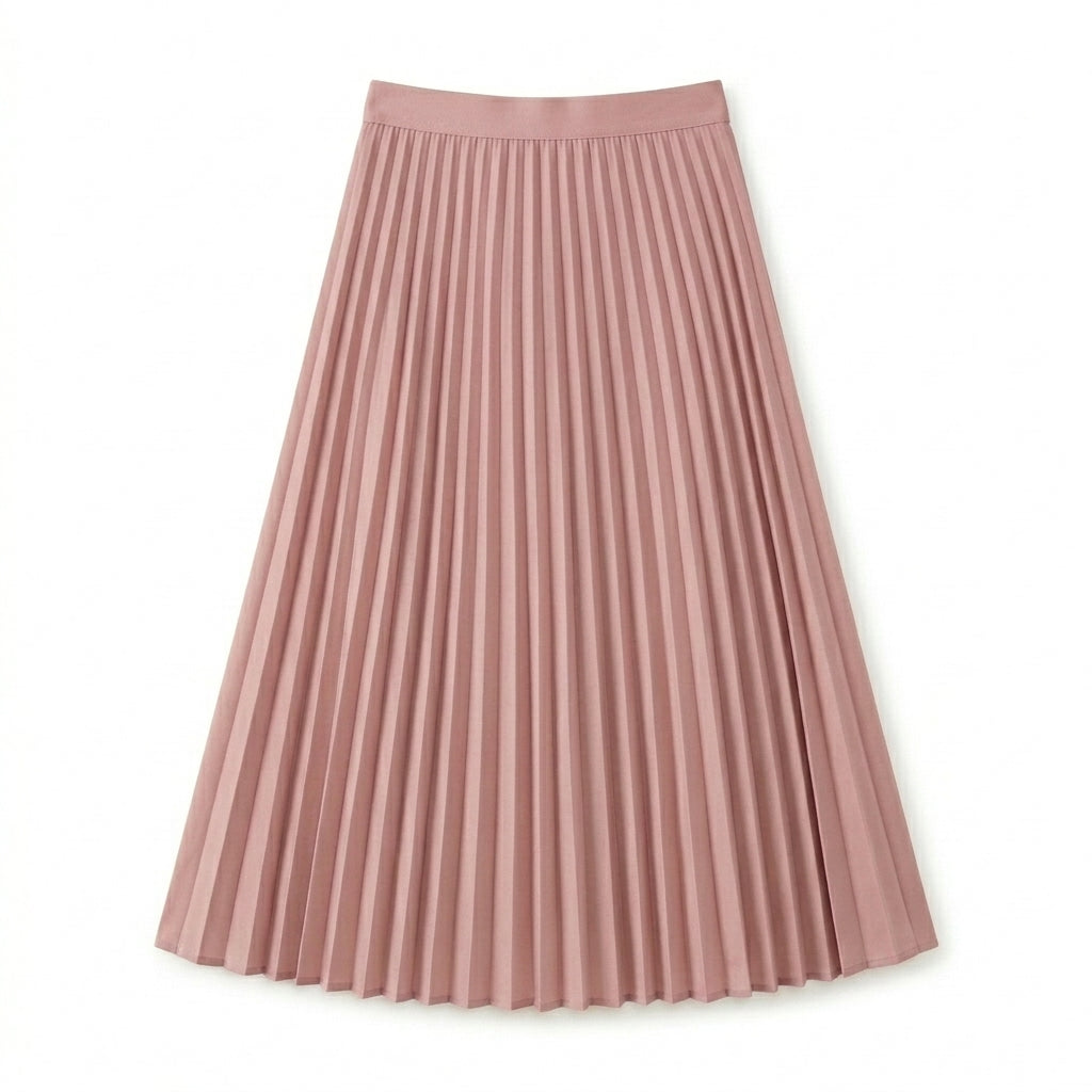 Lmieqvig™ Women's Pleated Midi Skirt – High Waist Flowing A-Line Elegant Casual Skirt
