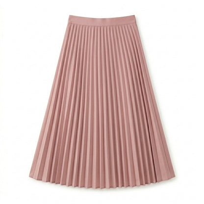 Lmieqvig™ Women's Pleated Midi Skirt – High Waist Flowing A-Line Elegant Casual Skirt