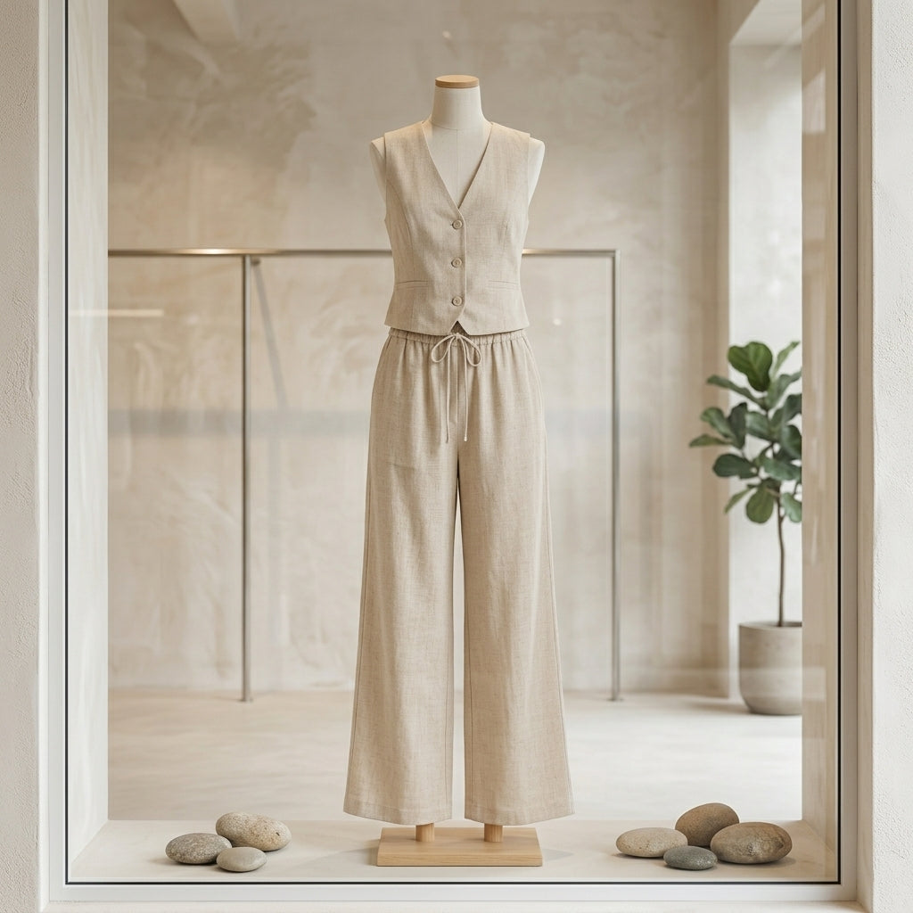 Lmieqvig™ Women's Linen-Blend Wide Leg Pants – High Waist Relaxed Casual Summer Trousers with Pockets