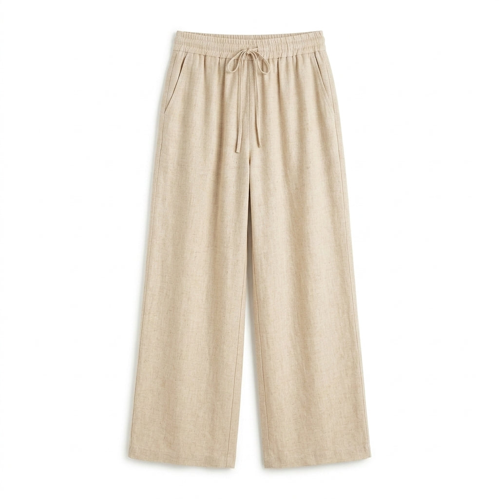 Lmieqvig™ Women's Linen-Blend Wide Leg Pants – High Waist Relaxed Casual Summer Trousers with Pockets
