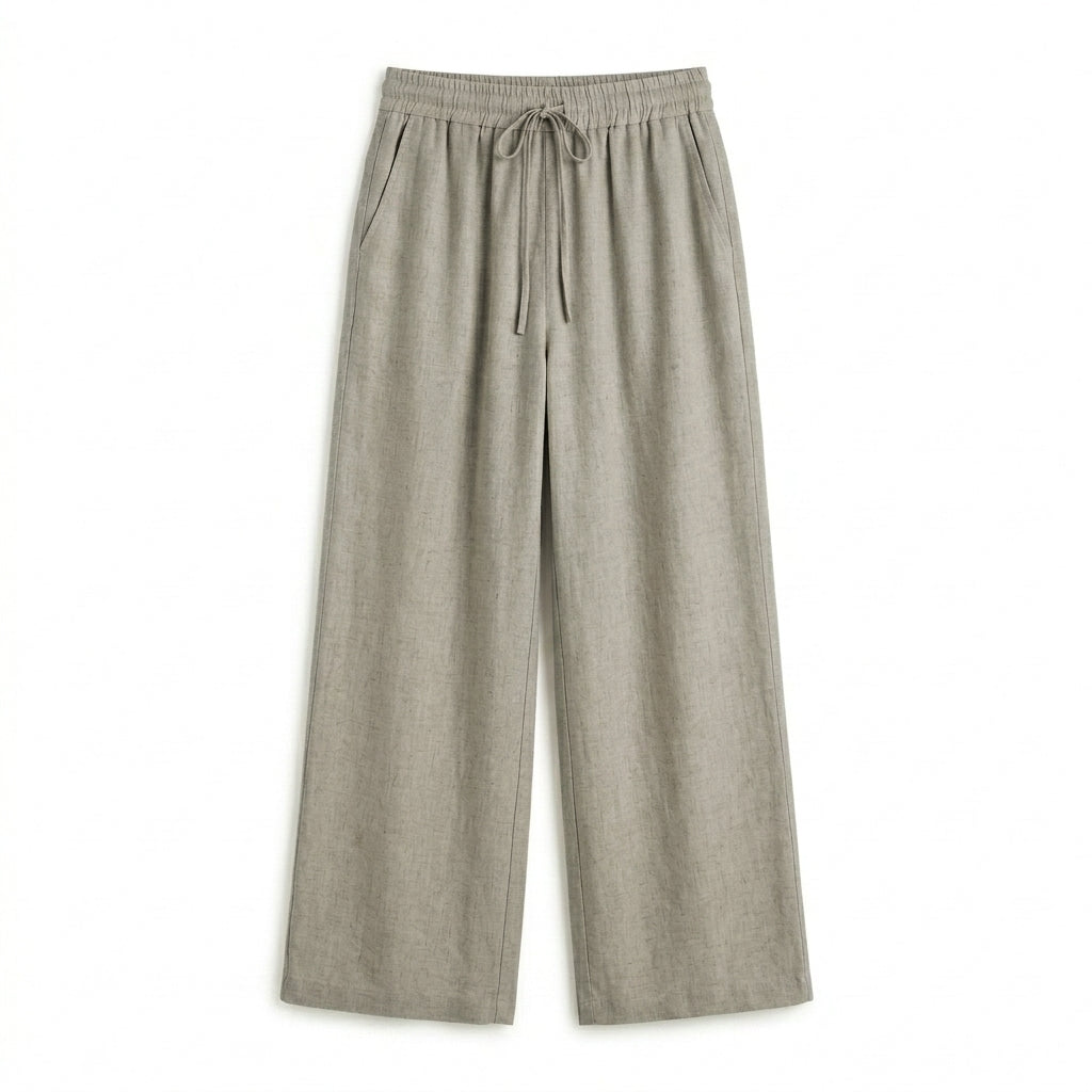 Lmieqvig™ Women's Linen-Blend Wide Leg Pants – High Waist Relaxed Casual Summer Trousers with Pockets